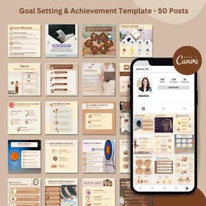 50 Editable Media Templates - Goal Setting & Achievement Posts