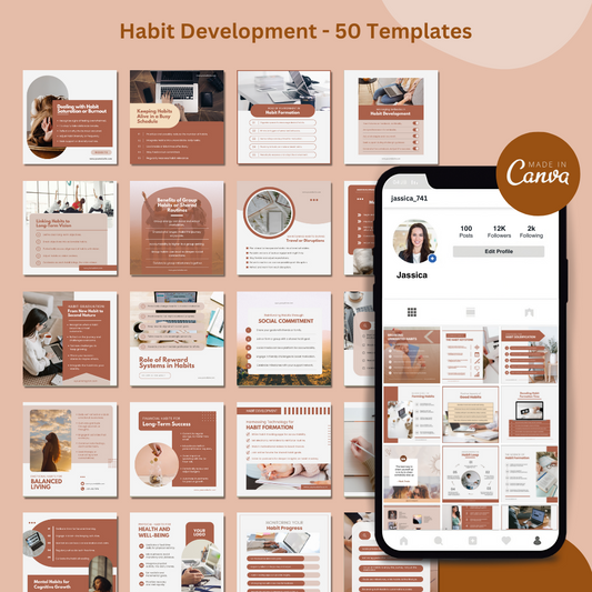 50 Editable Media Templates - Habit Development Posts