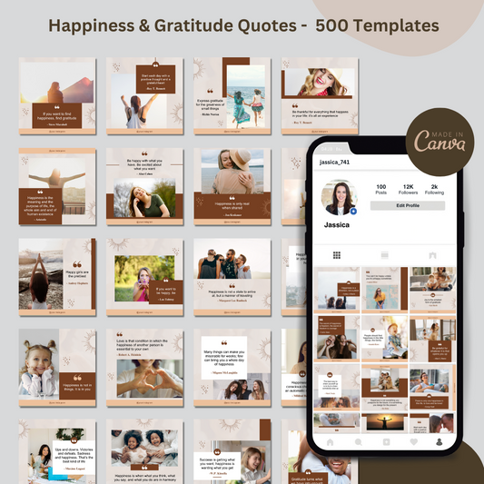 500 Editable Media Templates - Happiness & Gratitude Posts