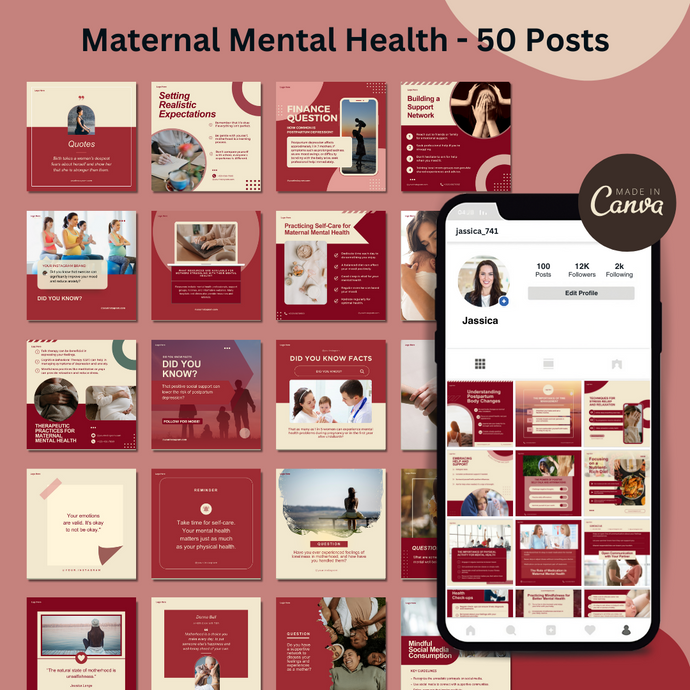 50 Editable Media Templates - Maternal Mental Health Posts