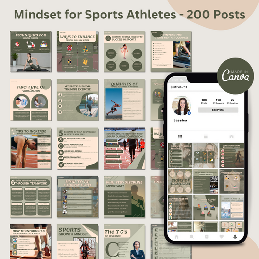 200 Editable Media Templates - Mindset for Sports Athletes Posts