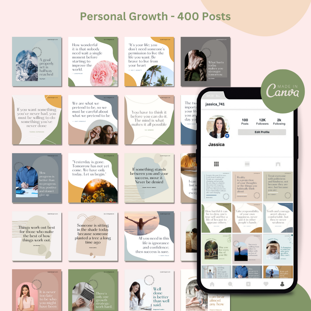 400 Editable Media Templates - Personal Growth Posts