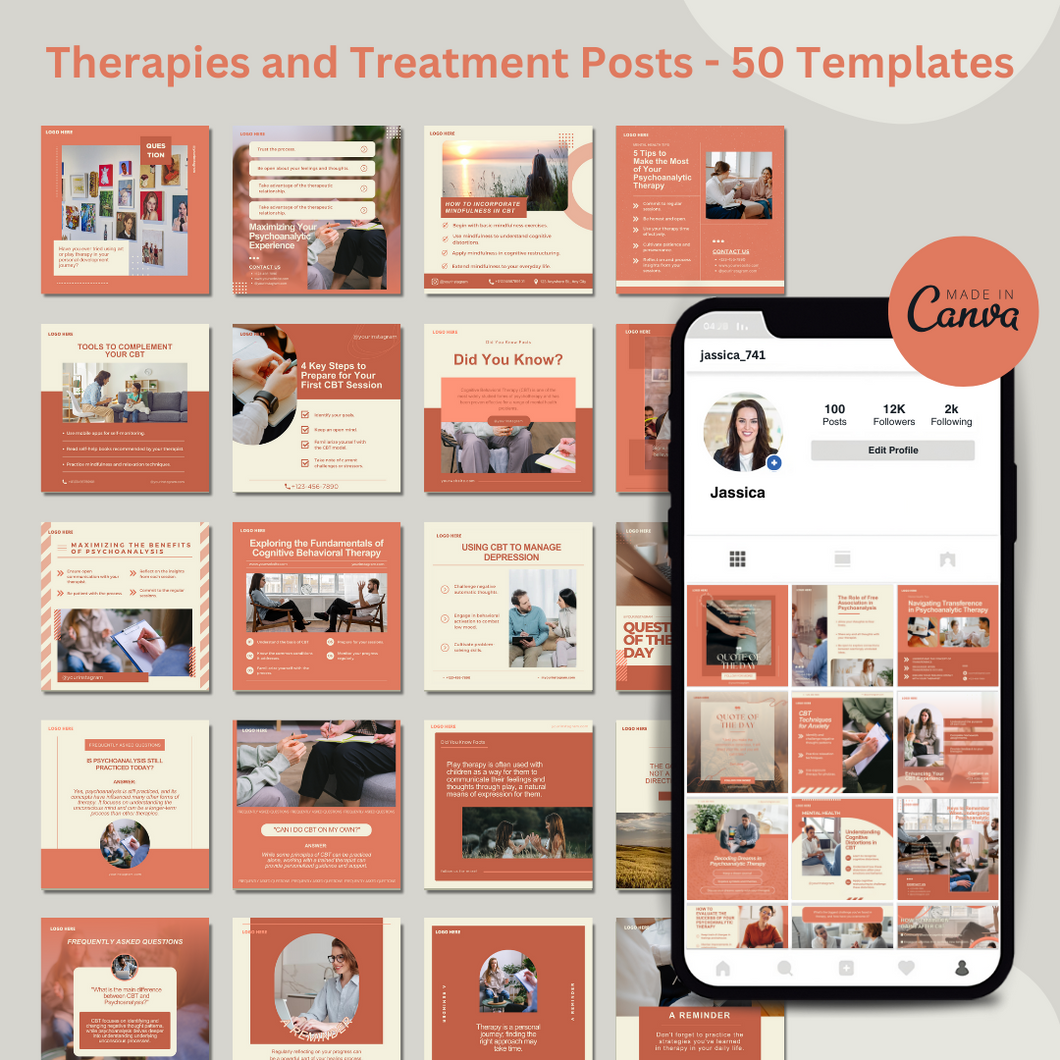 50 Editable Media Templates - Therapies and Treatments Posts