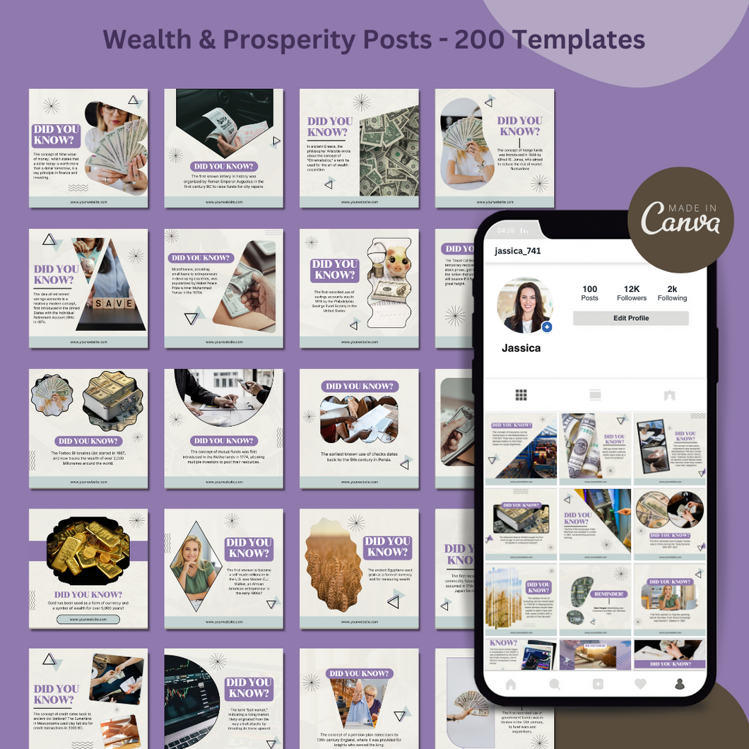 200 Editable Media Templates - Wealth and Prosperity Posts